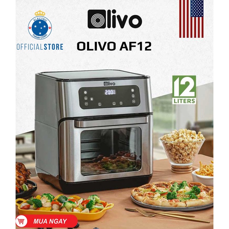 Nồi chiên không dầu Olivo AF12 có kèm sách nấu ăn