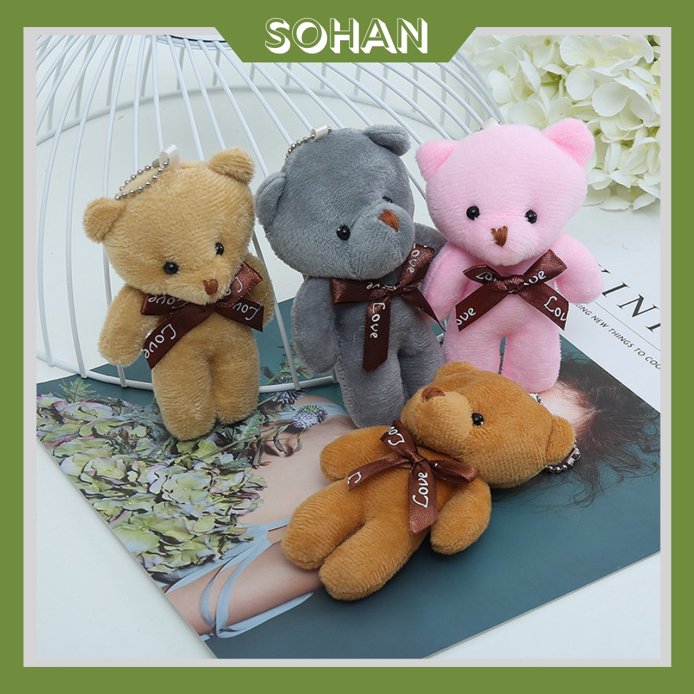 Gấu Bông Teddy Đeo Nơ, Trang Trí Hộp Quà, Móc Khóa, Phụ Kiện - Sohan Food