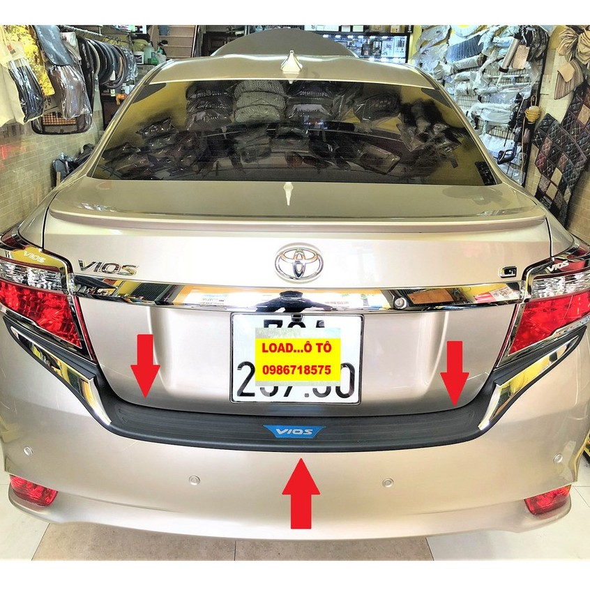 Chống Trầy Cốp Ngoài Xe Toyota Vios 2014-2018 Nhựa Đen ABS Mạ Crom Sang Trọng