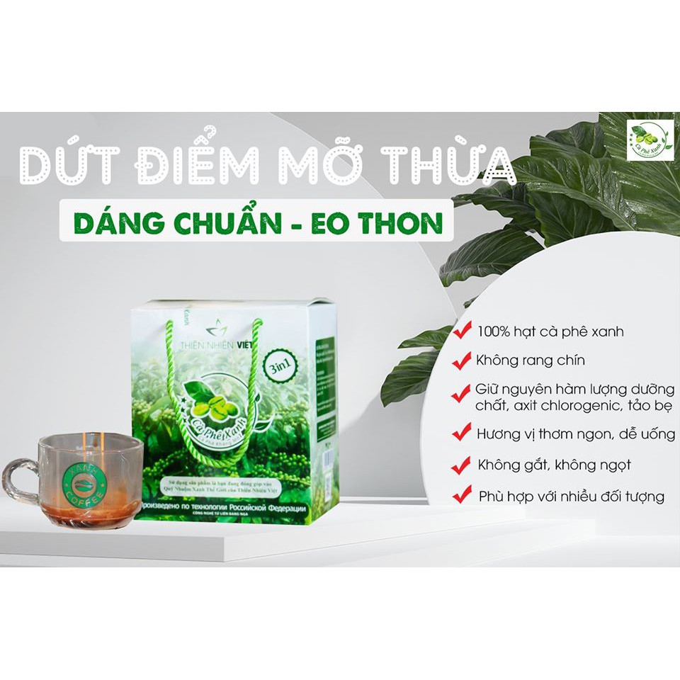 CÀ PHÊ XANH THIÊN NHIÊN VIỆT HỘP 30 GÓI