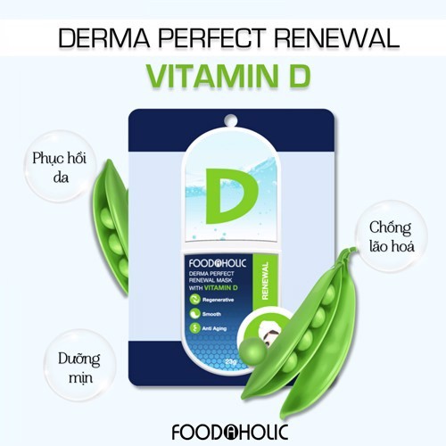 Mặt nạ Vitamin D dịu da, dưỡng ẩm Foodaholic Derma Perfect Renewal Mask With VITAMIN D 23g