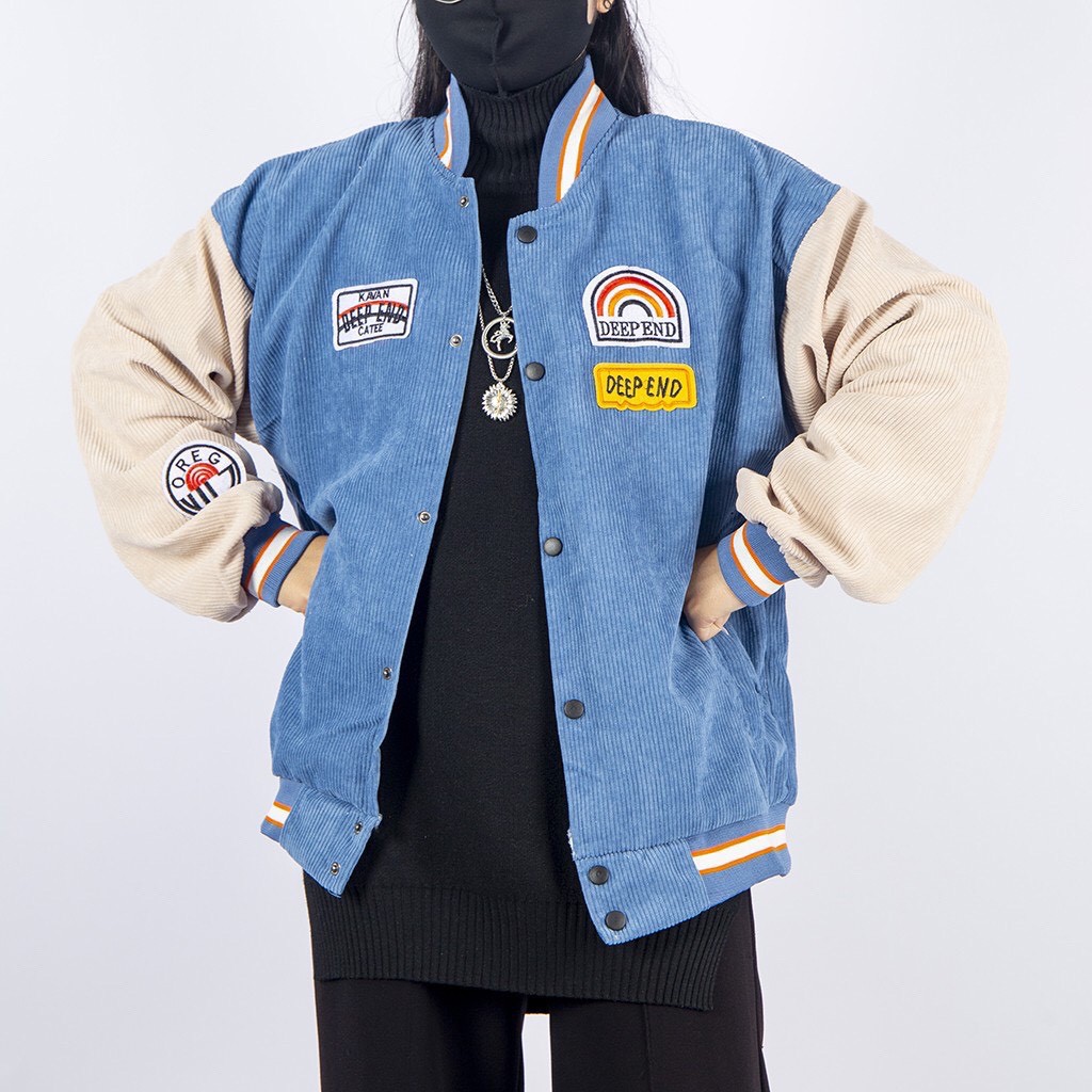 Áo Khoác Nhung Tăm, Áo Khoác Bomber UNISEX họa tiết cầu vồng. | BigBuy360 - bigbuy360.vn