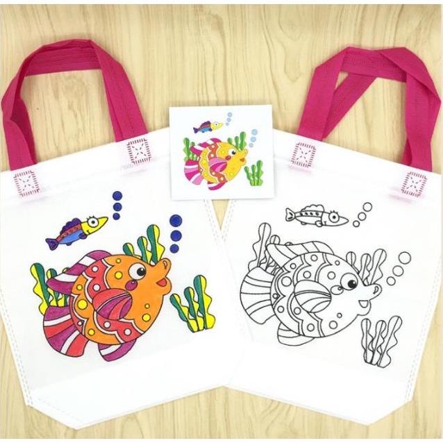 Túi vải tô mầu tập vẽ kèm bút