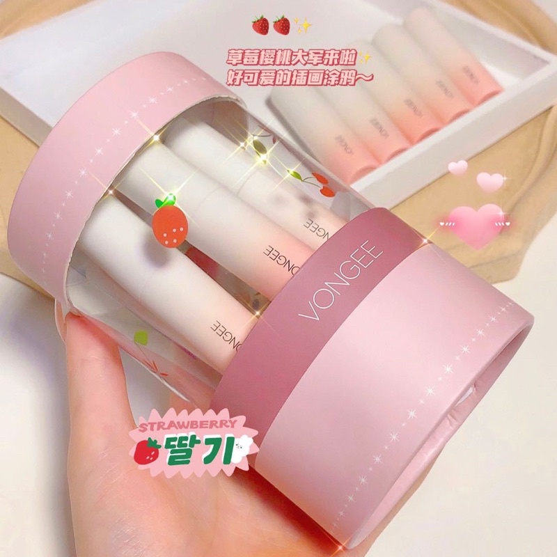 Lọ 5 cây son kem Vongee hồng dâu tây 2021 | BigBuy360 - bigbuy360.vn