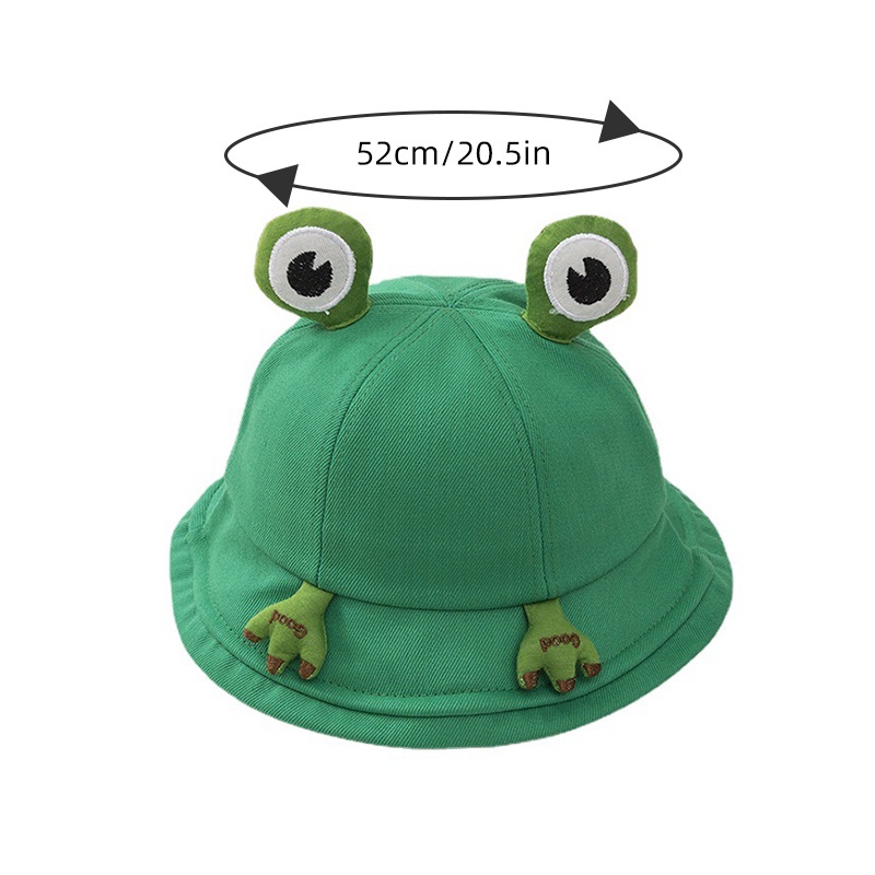 Nón Bucket Chất Liệu Cotton Thân Thiện Với Da In Hình Chú Ếch Dễ Thương Sáng Tạo Cho Bé