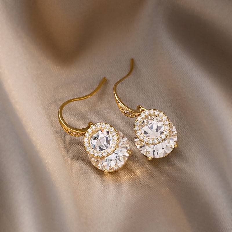 Bông tai bạc s925 đính đá zircon phong cách Hàn Quốc cho nữ