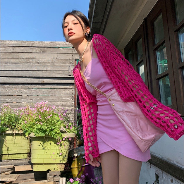 Bán Chạy!Áo Cardigan Dệt Kim Mỏng Chống Nắng Lỗ Trái Cây Rồng Màu Sắc Gợi Cảm [5-18 Zero O'clock Limited Time 15%]