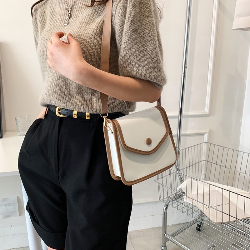 Túi Đeo Chéo Hình Vuông Nhỏ Màu Tương Phản Phong Cách Phương Tây Dễ Phối Đồ Thời Trang Cho Nữ Điện Thoại