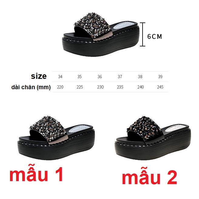Dép Nữ Đế Xuồng Cao Gót Quai Ngang 6Cm