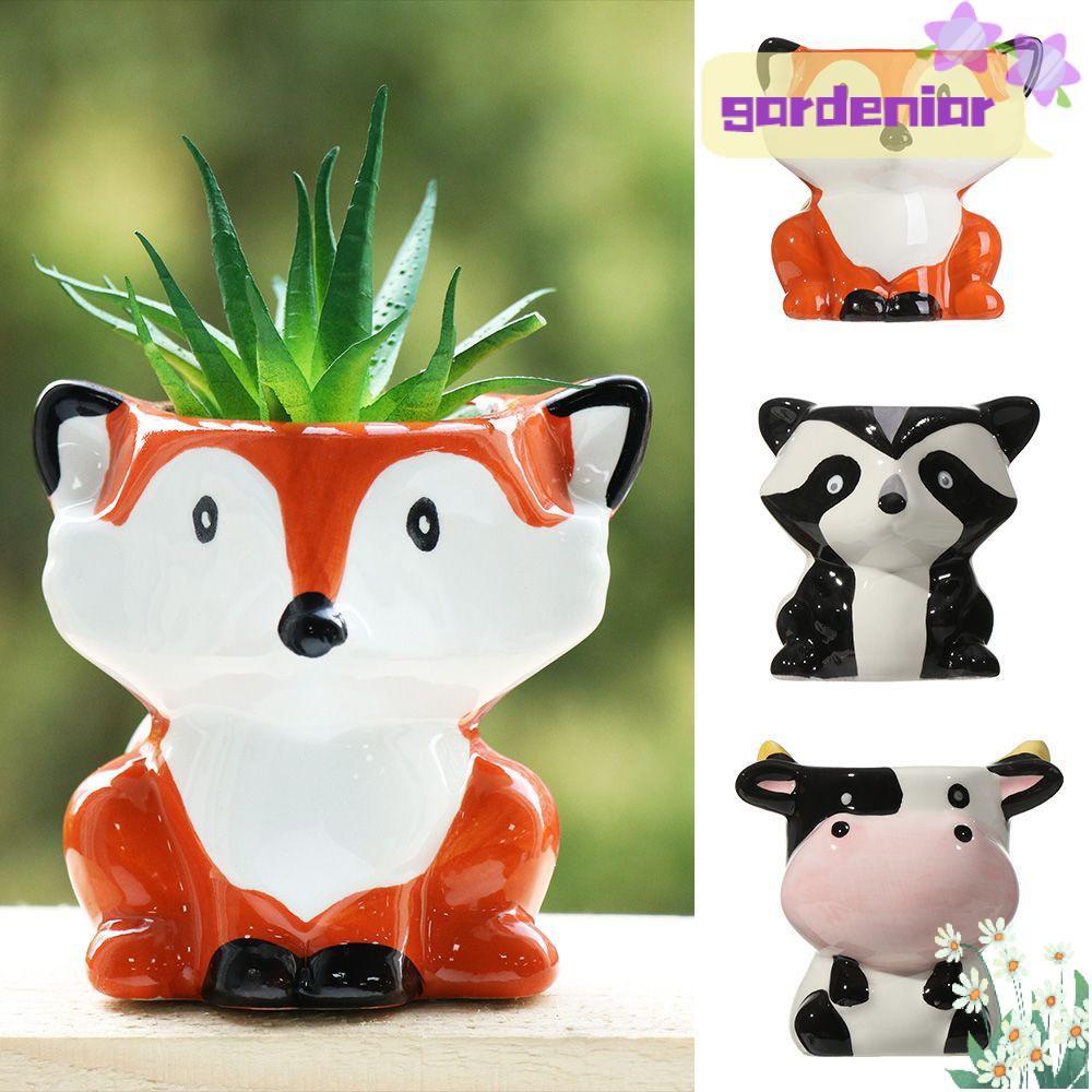 DLWLRMA Gift Ceramics Garden Ornaments Succulent Plant Pots Flower Pots Mini Home Decor Fashion Cartoon Cute Animal
