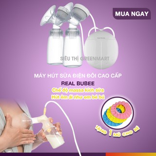 MÁY HÚT SỮA ĐIỆN ĐÔI REAL BUBEE CAO CẤP ( Bán Sỉ) ( Có chế độ massa kích sữa, Hút êm ái như em bé bú)