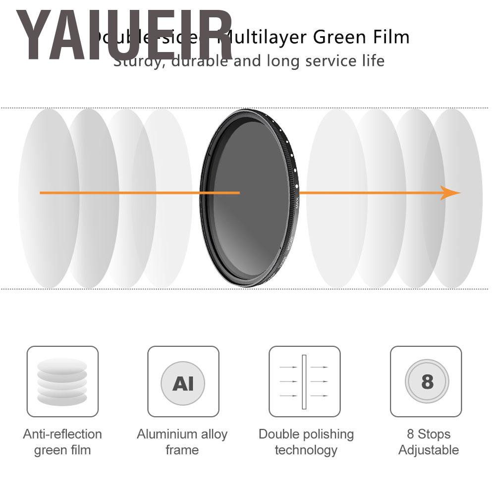 Yaiueir ND Filter Neutral Density ND2‑ND400 Adjustable 40.5mm for Canon/ Nikon/for Sony