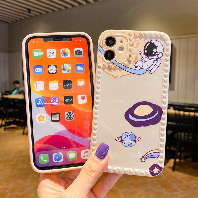 case iphone 11 12 pro MAX 12 mini iphone XR xs max Ốp điện thoại silicon màu hồng in hình xinh xắn cho iPhone 6/6s/6+/6s+/7/7+/8/8+/X/XR/XS/XS Max