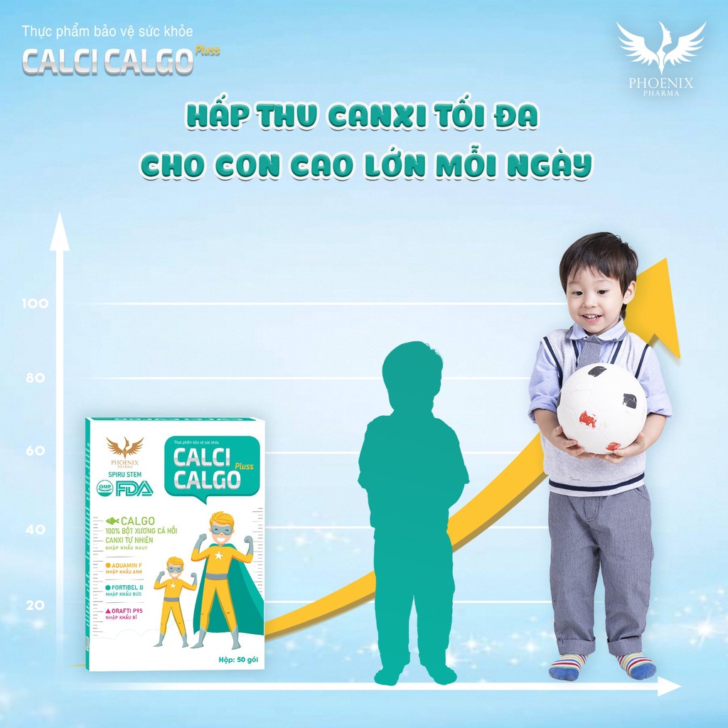 Calci Calgo Pluss Phoenix Pharma, Calci Hữu Cơ Bổ Sung Canxi Cho Cơ Thể Phát Triển Vượt Trội. Phù Hợp Mọi Lứa Tuổi