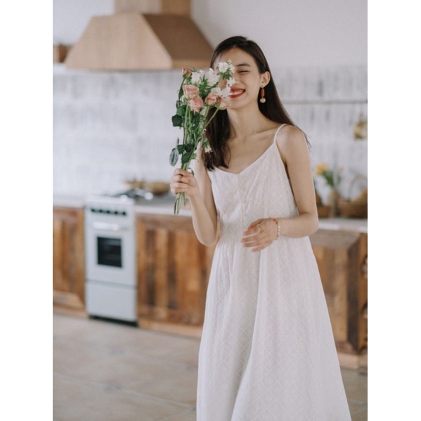 ĐẦM TRẮNG HAI DÂY STYLE NÀNG THƠ VINTAGE SIÊU XINH