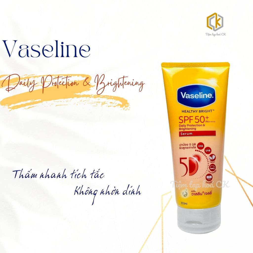 Kem chống nắng, sữa dưỡng thể trắng da Vaseline 50X Healthy Bright SPF50+ 170ml Thái Lan