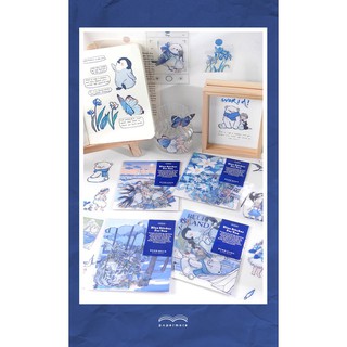 Set 2 tờ sticker màu xanh dễ thương trang trí đa dụng