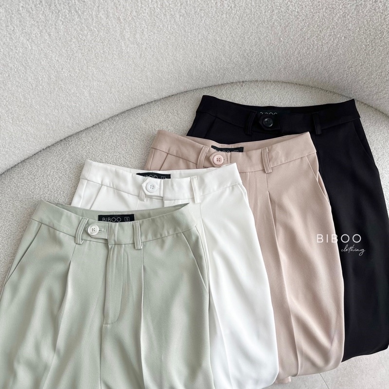 BIBOO - Quần tây dài xếp ly baggy nữ lưng cao ống suông tôn dáng BAGGY PANTS