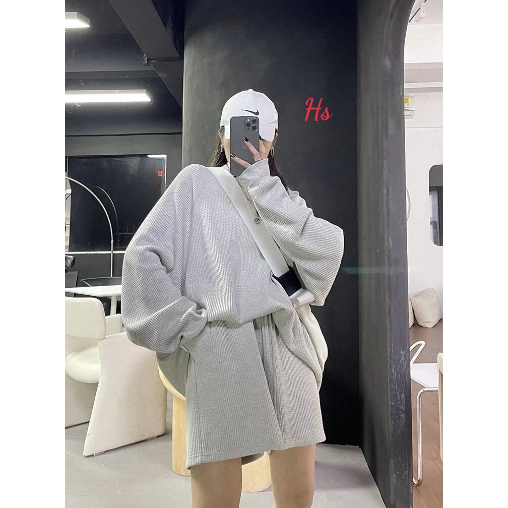 Bộ đùi BC trơn tay dài xám THÚY VI STORE SP000485
