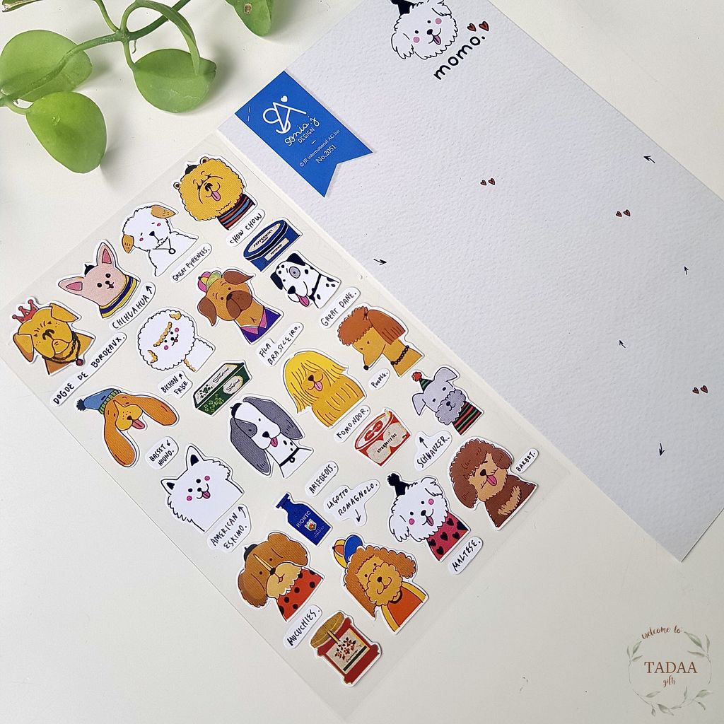 Sticker tem vintage trong suốt, animal, bánh kem, food phong cách retro