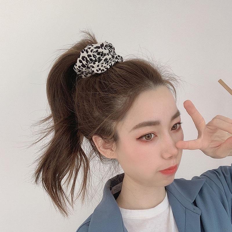 Dây buộc tóc, cột tóc Scrunchies họa tiết da báo phong cách Vintage thời trang cho nữ JeliShop