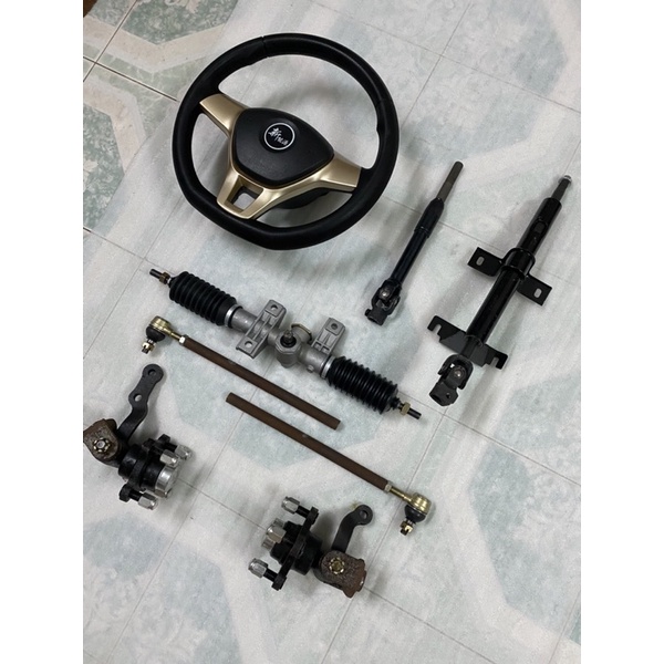 Bộ lái vô lăng xe 4 bánh,mai ơ tim ốc đo vuông 7cm,chéo 10cm,dùng chế xe 4 bánh lái vô lăng