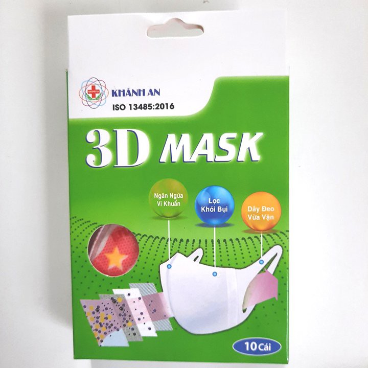 Khẩu trang y tế 3D Mask khánh an hàng công ty chính hãng có dập logo sử dụng công nghệ nhật