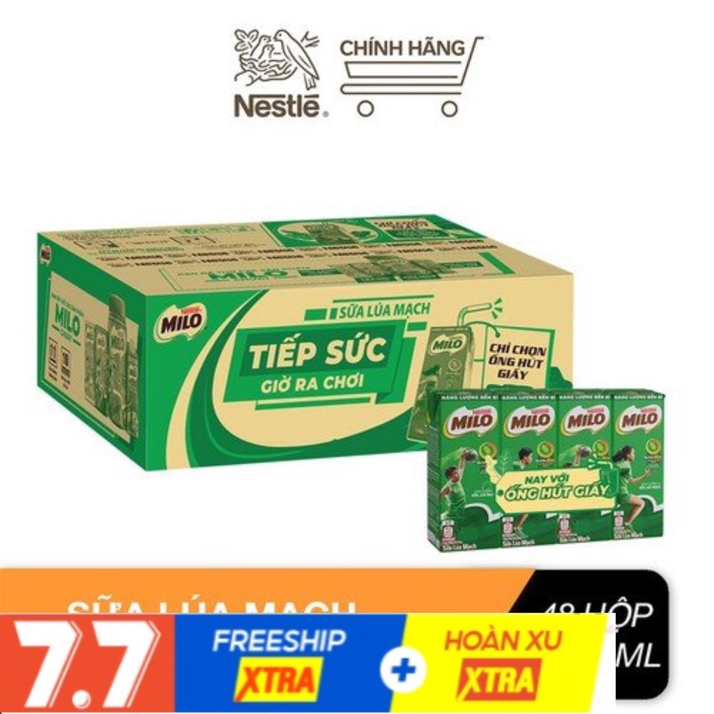 [Q.3] QUẬN 3 [HỎA TỐC] [RẺ NHẤT SHOPEE] MILO THÙNG 48 HỘP SỮA NƯỚC LÚA MẠCH NESTLE MILO 180ml/HỘP MỚI NHẤT ỐNG HÚT GIẤY