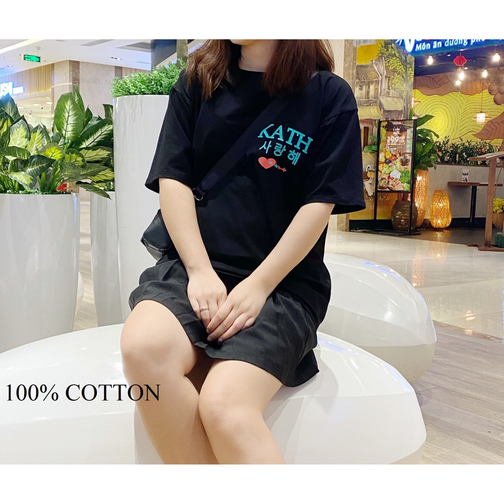 Áo thun KATH 100% cotton Hàn Quốc nam nữ Unisex tay lỡ phông KATH form rộng