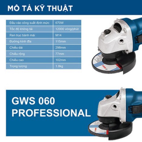 [HÀNG CHÍNH HÃNG] Máy mài góc Bosch GWS 060 , Giá Cạnh Tranh, Chất Lượng Hàng Đầu