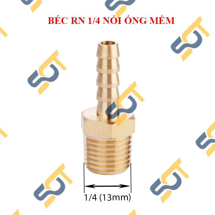 [NỐI ỐNG MỀM] Ren ngoài G 1/4 (13) DN8 khớp nối ống nhựa &amp; PU đuôi chuột - Đồng (male airline horse connector) Béc Búp