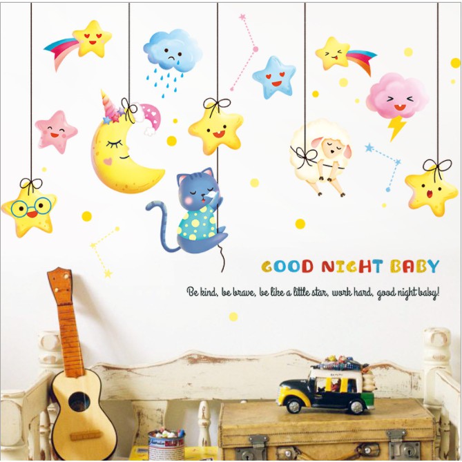 Decal trang trí phòng cho bé Chúc bé ngủ ngon_Goodnight baby 124