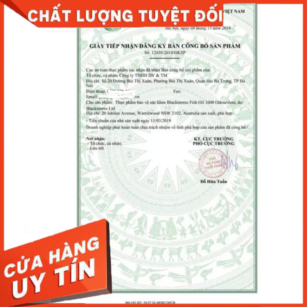 [HÀNG CHÍNH HÃNG] Dầu cá không mùi Blackmores Odourless Fish Oil 400 Viên Mini Capsules