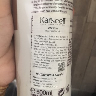 KEM HẤP KERATIN PHỤC HỒI TÓC TÓC KARSEELL Ý 500ML