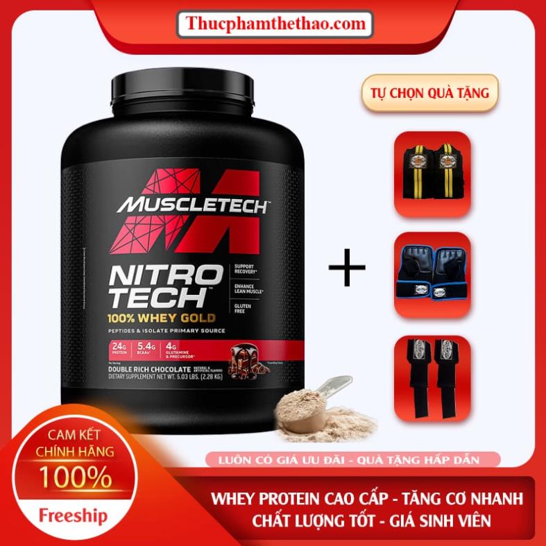 Sữa tăng cơ Nitro Tech Whey Gold Size 5lbs - Hàng Chính Hãng Muscletech USA - NHIỀU HƯƠNG VỊ - KÈM QUÀ TẶNG