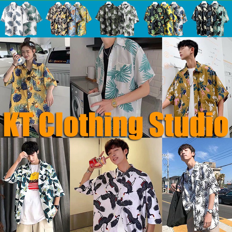 Áo Sơ Mi Tay Ngắn Thời Trang Đi Biển Phong Cách Hawaii Cá Tính Dành Cho Nam Size M-3Xl