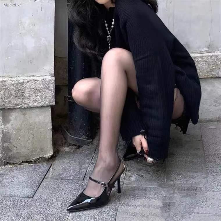 Giày Cao Gót Mũi Nhọn Màu Đen Quyến Rũ Thời Trang Cho Nữ 2022