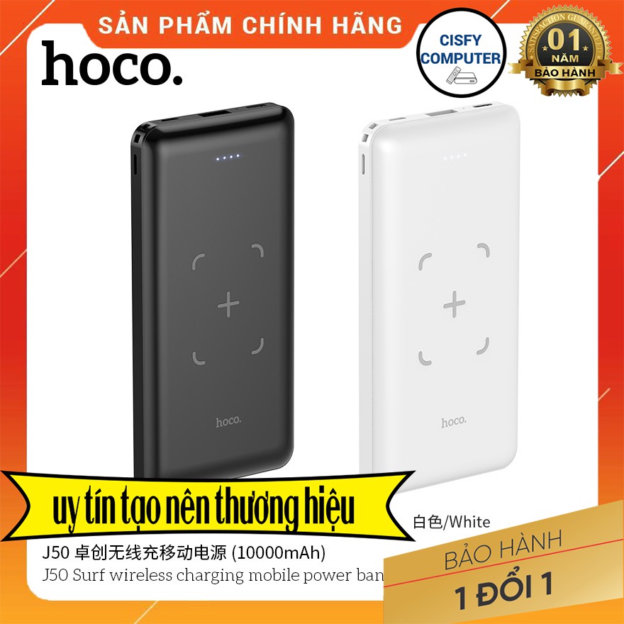 🌟CHÍNH HÃNG 🌟 Sạc Dự Phòng Hoco. J50 10.000mAh Màn Hình Led - Sạc Điện Thoại Không Dây - Full Kết Nối - Bảo Hành 12T