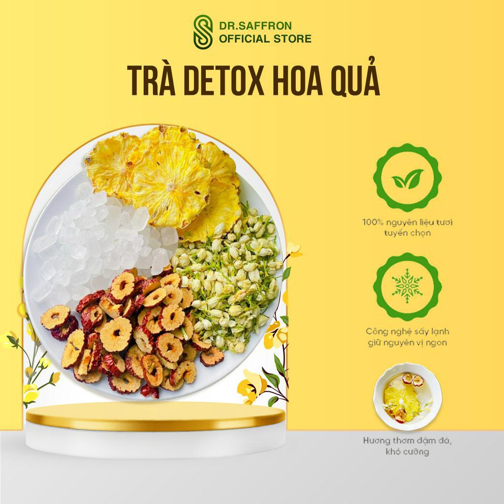 Trà detox hoa quả sấy gồm dứa, hoa nhài, táo đỏ, đường phèn - gói 10gr