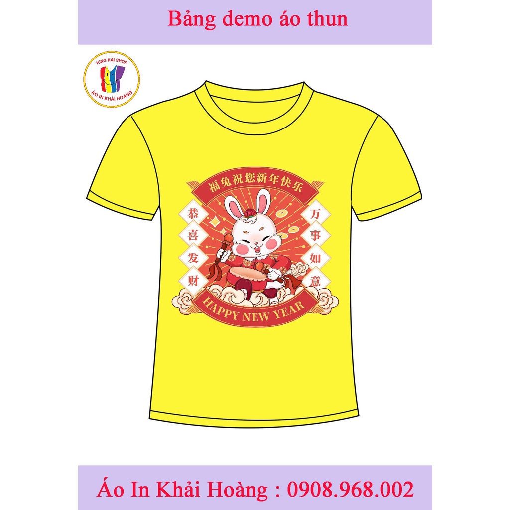 áo thun tết gia đình 2023 in hình thỏ chúc tết cung hỷ phát tài vạn sự như ý