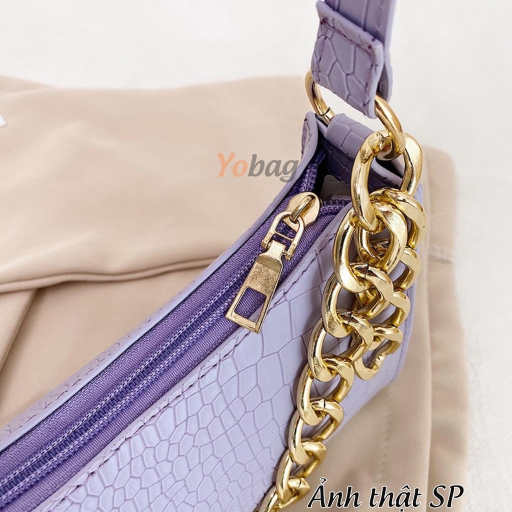 Túi xách nữ kẹp nách vân da form đẹp mix dây xích thời trang Hàn Quốc TX1