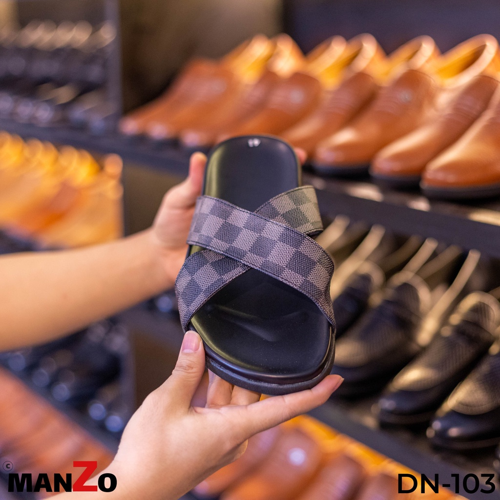 Dép da nam thời trang - Dép nam quai chéo cao cấp - MANZO DN 103 - Manzo Store