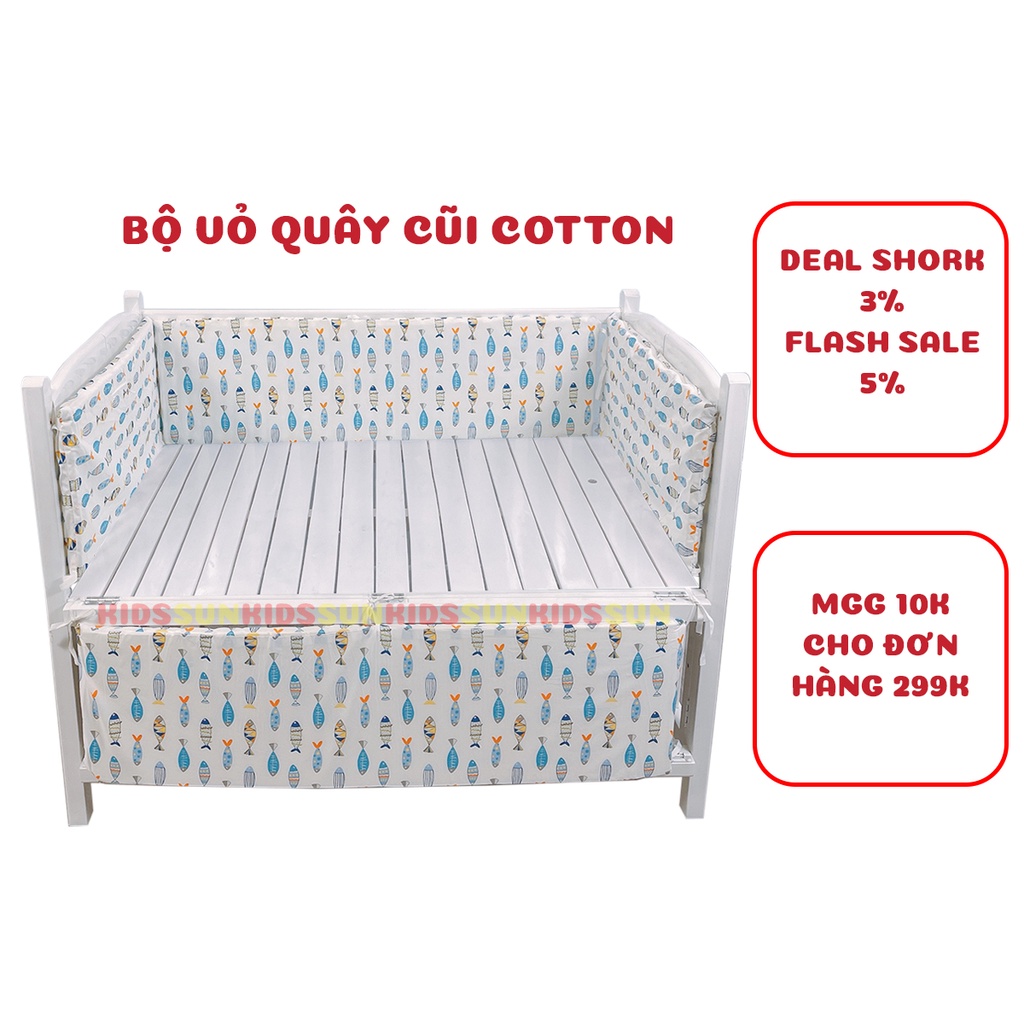 Bộ Vỏ Quây Cũi Cho Bé KIDSSUN Không Bao Gồm Ruột Chất Liệu Cotton Mềm Mịn Nhiều Kích Thước Màu Sắc