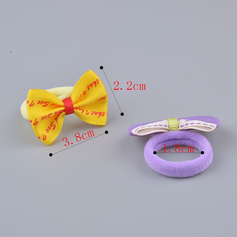 Set 10 Dây Cột Tóc Co Giãn Đính Nơ Thời Trang Cho Bé Gái