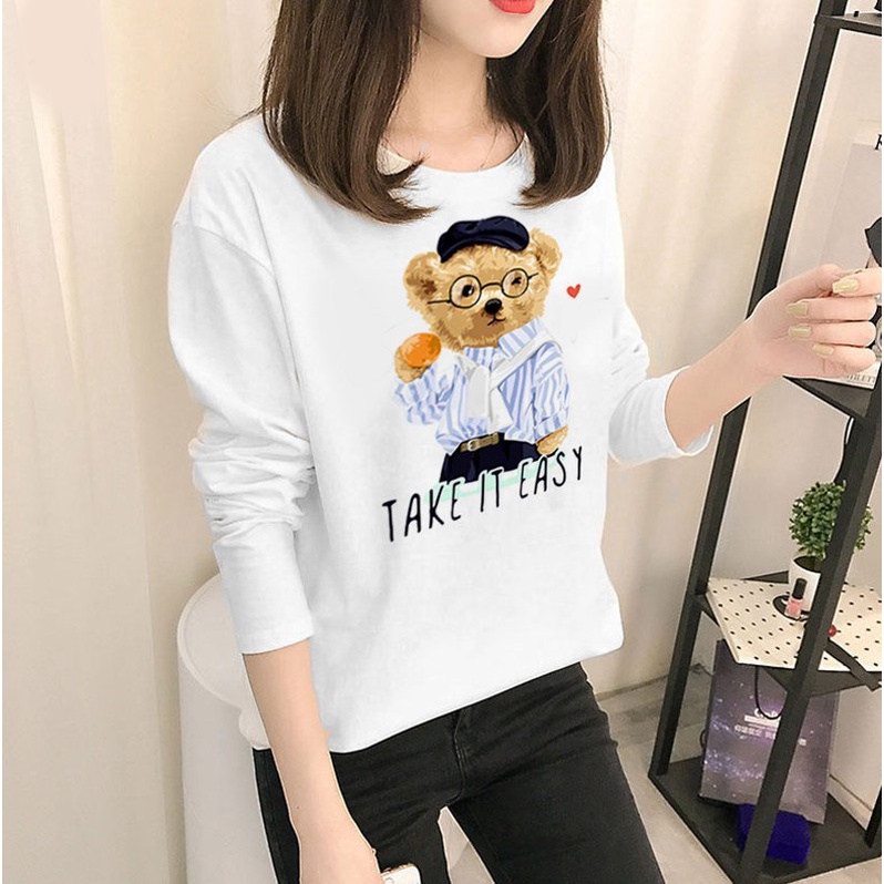 Áo Phông Nữ Tay Dài Dễ Thương  chất đẹp 2023 Áo Thun Nữ Dài Tay Cute Đẹp -  ATNTD101