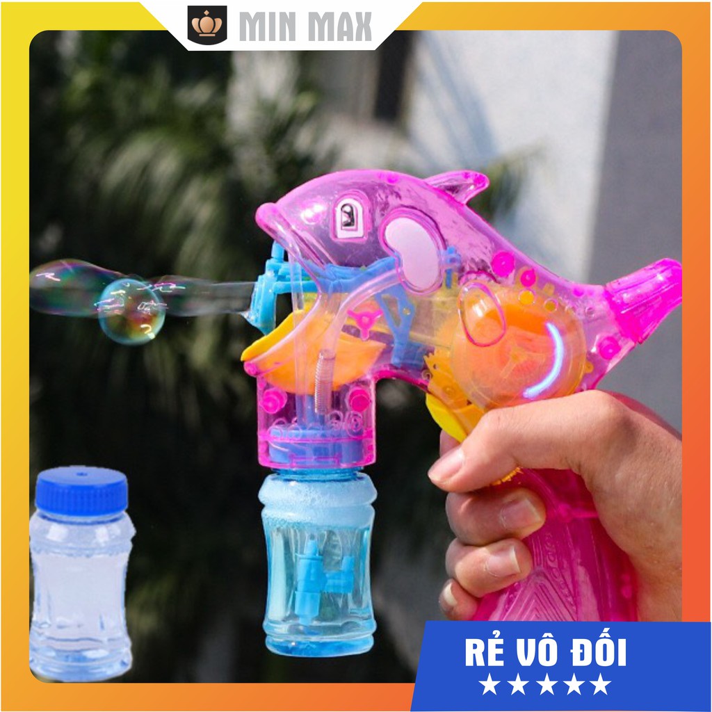 Cá heo bắn bong bóng 🔥CÓ ĐÈN🔥 Súng đồ chơi bắn bong bóng xà phòng hình cá heo có đèn cho bé, nhiều màu sắc lựa chọn