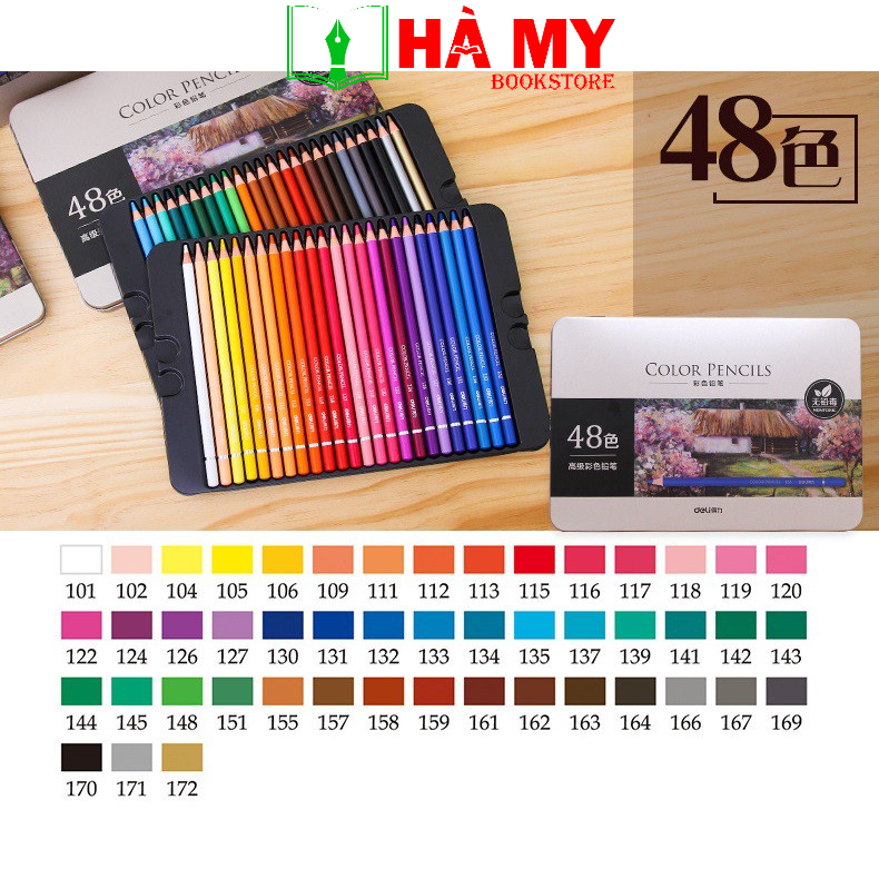 [Hỏa Tốc] Bút Chì Màu Nước Cao Cấp Hộp Thiếc Chính Hãng BAOKE-PW161 12/24/36/48/72 màu