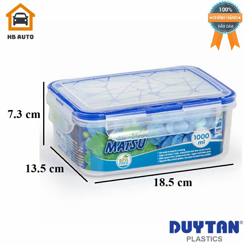 Lốc 4 Hộp Nhựa Chữ Nhật Đựng Thực Phẩm Duy Tân Matsu CN07 (500ml/ 1000ml/ 1800ml/ 2800ml) (No.431/No.433/No.436/ No.439)