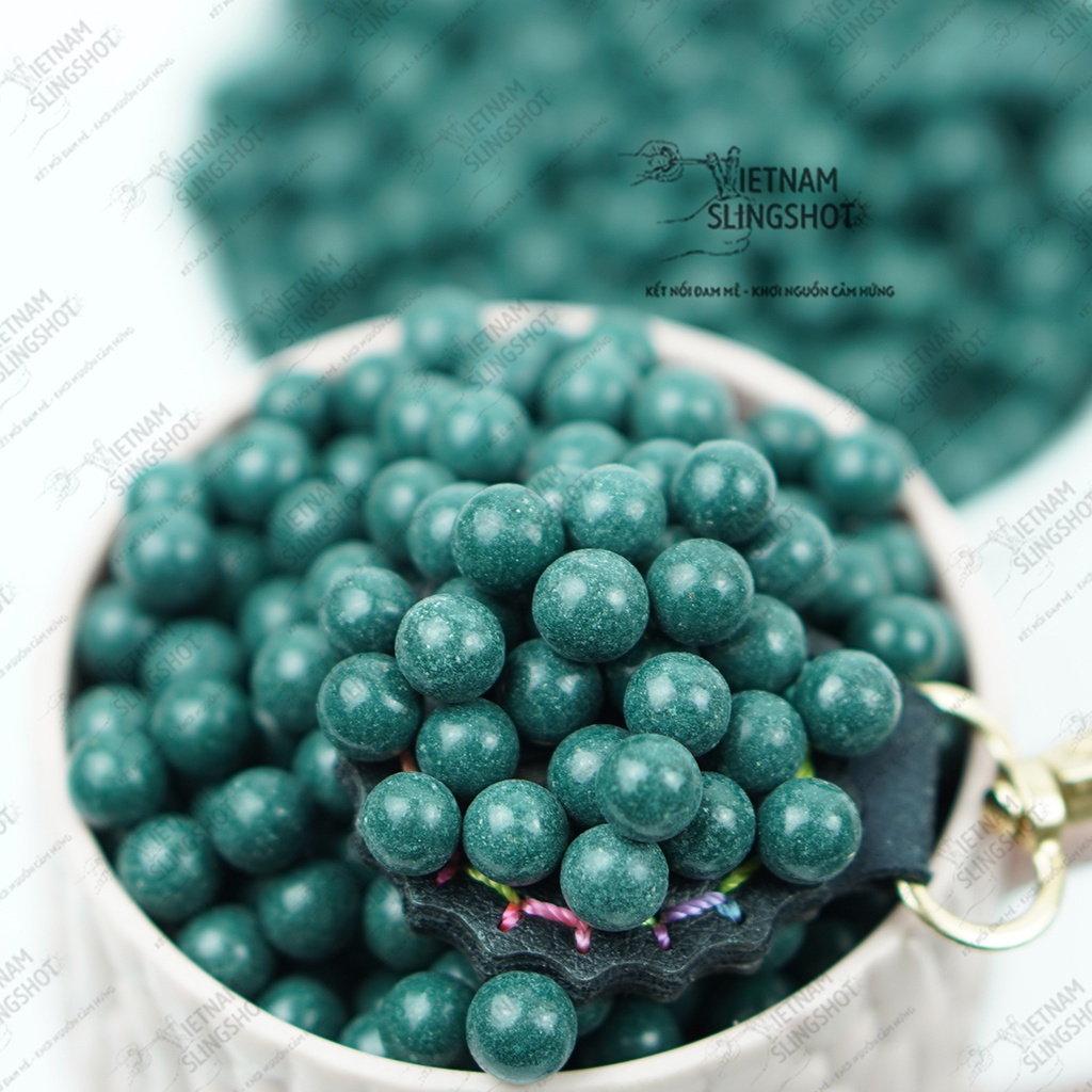 Bi đất sét cho ná cao su màu xanh ngọc siêu đẹp ngẫu nhiên 8-9mm, Sản phẩm trộn bột sắt, hít nam châm tốt tiện dụng