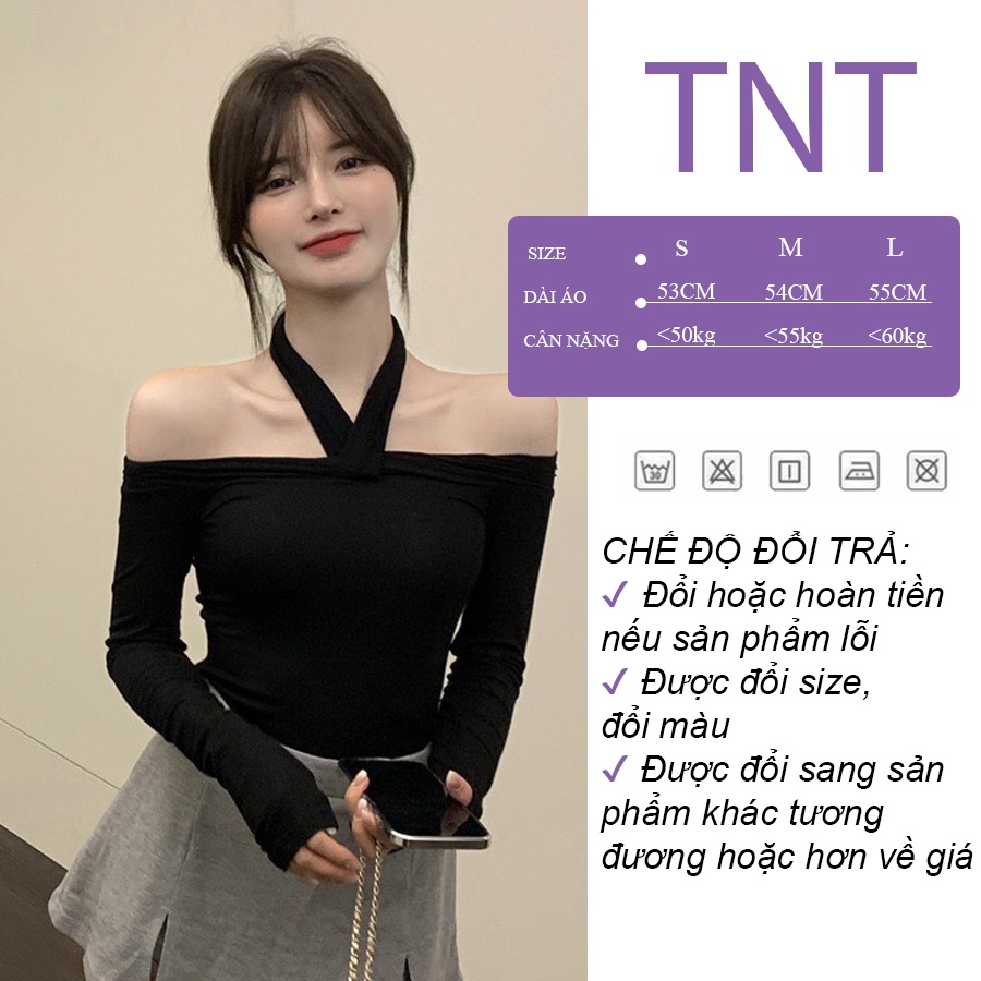 Áo len nữ trễ vai TNT kiểu hở vai hàn quốc, áo len tăm khoét vai cao cấp mỏng dài tay thiết kế